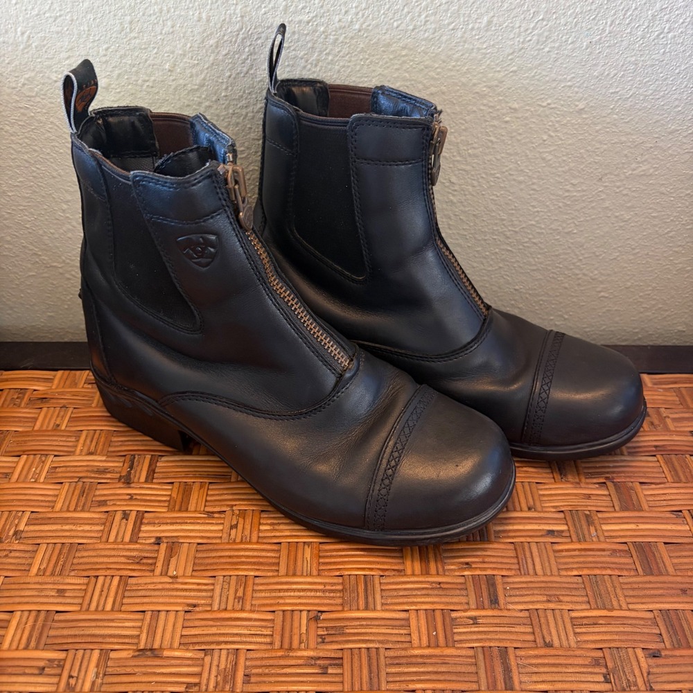 Ariat Heritage IV Zip Paddock Boots Women 8 Black Leather Equestrian 10000803